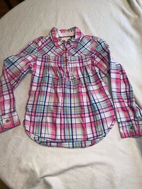 Cat & Jack Pink Plaid Button-Front Girls Shirt